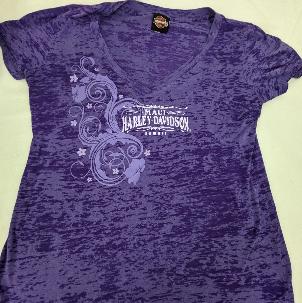 Harley-Davidson Maui Purple Cap Sleeve Vneck Cap Sleeve Blouse XXL